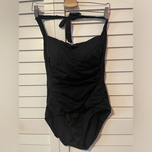 Tommy Bahama Black Halter One Piece Swimsuit 12 EUC